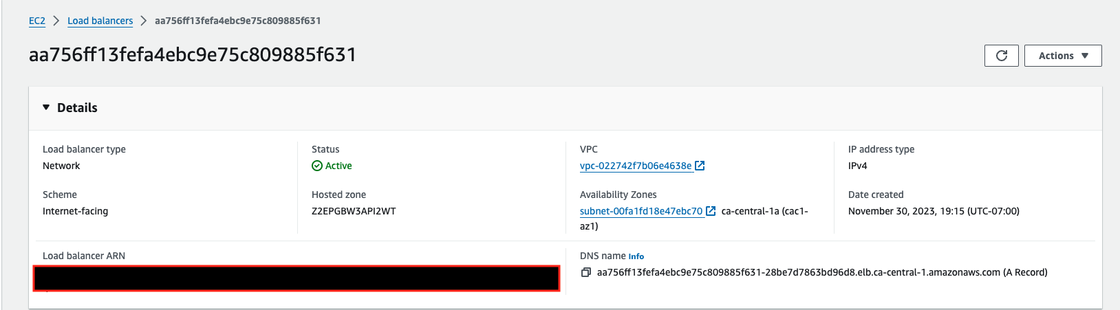 aws loadbalancer console